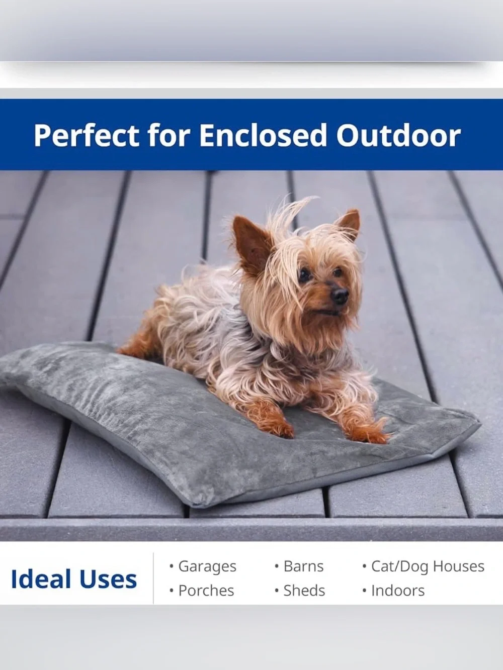 Plush Gray Dog Bed Cushion - Cozy Indoor/Outdoor Mat